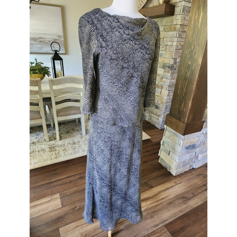 VTG 90s Positive Attitude Womens Snakeskin Print Maxi Dress Preppy